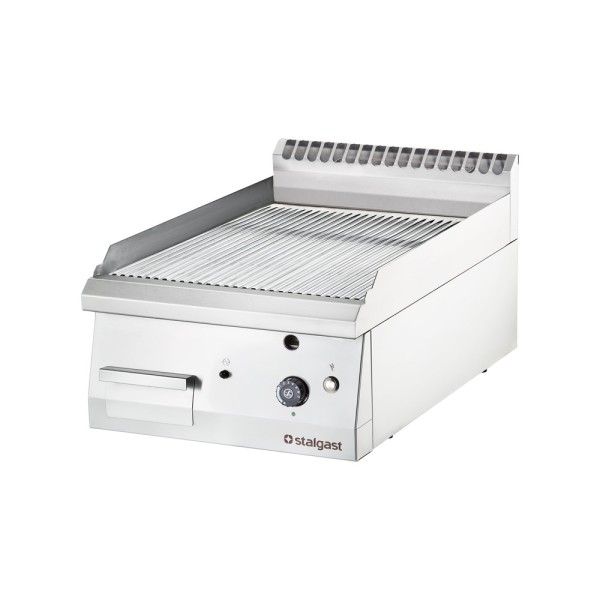 STALGAST verchromte Gas-Griddleplatte als Tischgerät, 400x700 mm, gerillte Grillfläche, Serie 700 ND