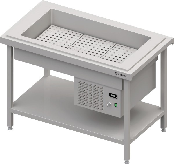 STALGAST Kaltausgabe mit einer Getränke-Kühlwanne 3x GN1/1, 1245x735x880, Granitabdeckung "Standard