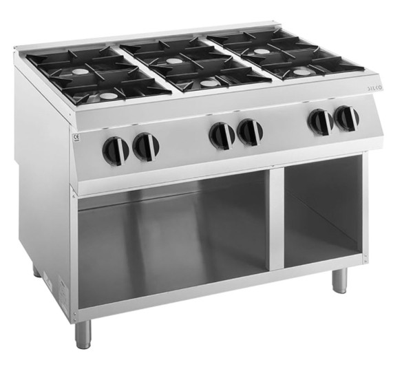 KBS Gas-Kochfläche 6 Brenner 42 kW, offener Unterbau