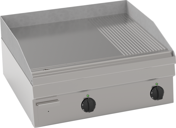 KBS Elektro-Grillplatte glatt/gerillt hartverchromt matt geb. 2 Heizzonen Tischgerät