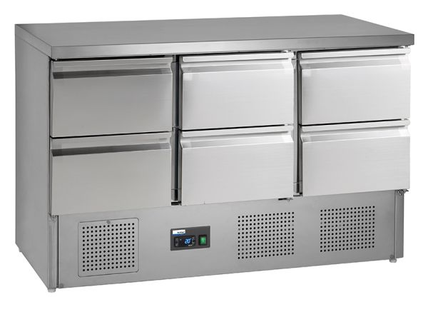 COOL by Nordcap Kühltisch KT-13-6Z, 6 Laden, Edelstahl, Umluftkühlung