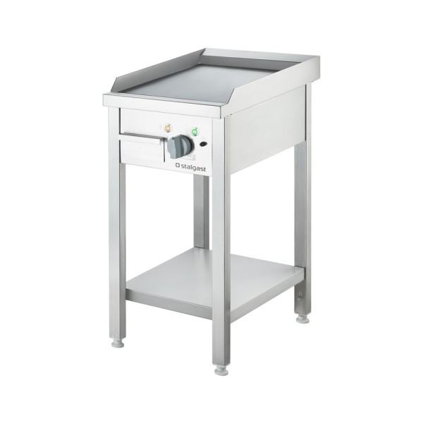 STALGAST Elektro-Griddleplatte als Standgerät - glatt, Unterbau offen, 400 x 700 x 850 mm (BxTxH)