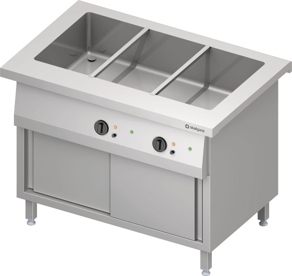 STALGAST Bain-Marie-Station "Free Flow" mit einem Becken 3x GN1/1, Wärmeschrank und Schiebetüren, 11
