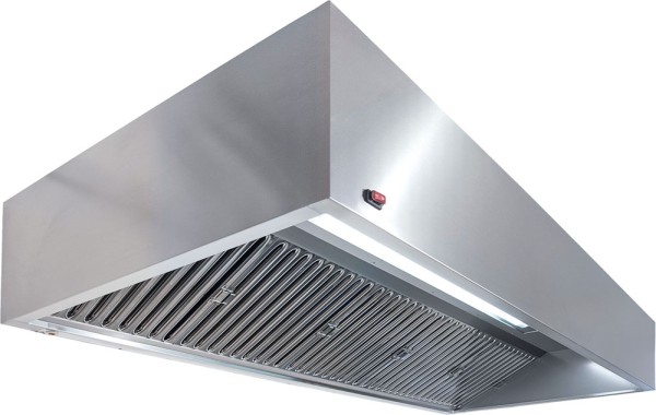 KBS Induktionshaube Kubusform ohne Zuluft Flammschutzfilter Typ F1