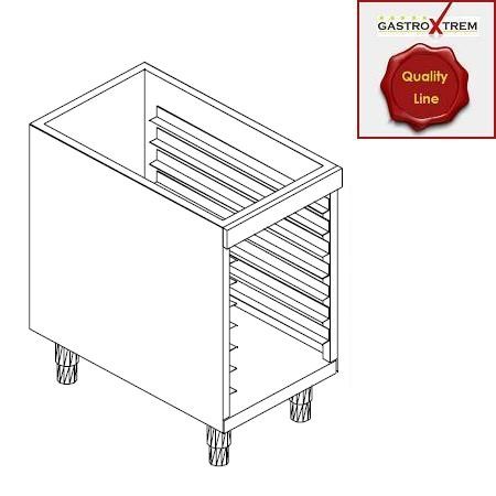 GASTROXTREM Edelstahl-Unterbauelement offen - Auflageschienen für 7 Gastronormbehälter GN 1/1