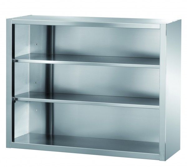 GASTROXTREM offener Edelstahl Wandhängeschrank 2 Borde 900 mm Höhe