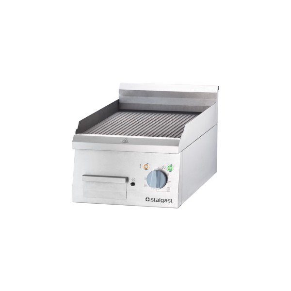 STALGAST Edelstahl Elektro-Griddleplatte als Tischgerät, 400x700 mm, gerillte Grillfläche, Serie 700