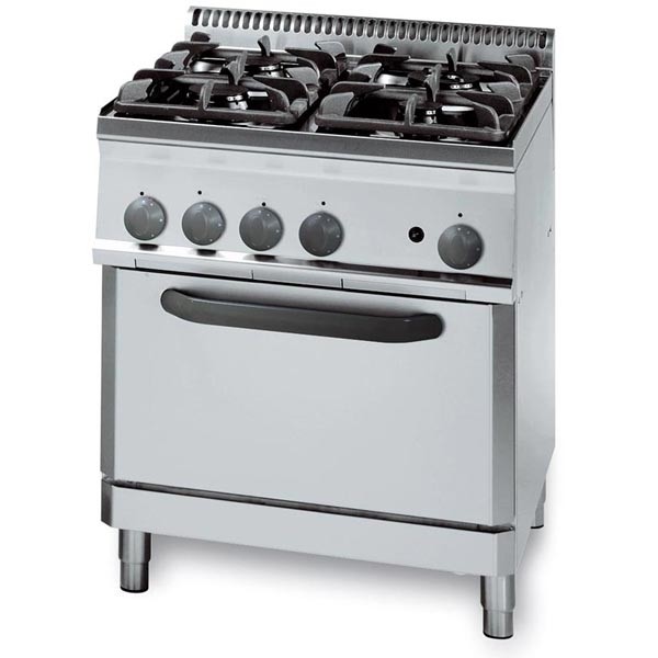 Tecnoinox Gasherd, 4 Brenner, Gas-Backofen, 26,5 kW