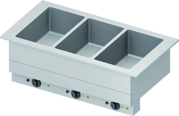 STALGAST Bain-Marie "Drop-In" 3x GN1/1 Einzelbecken 1155x620x390 mm Edelstahlabdeckung