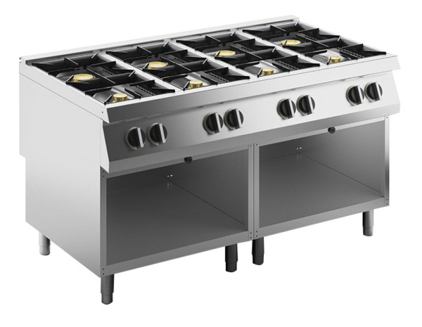 KBS Gas-Kochfläche 8 Brenner 54 kW, offener Unterbau