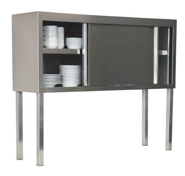 GASTROXTREM Edelstahl Tisch-Aufsatzschrank mit Schiebetüren