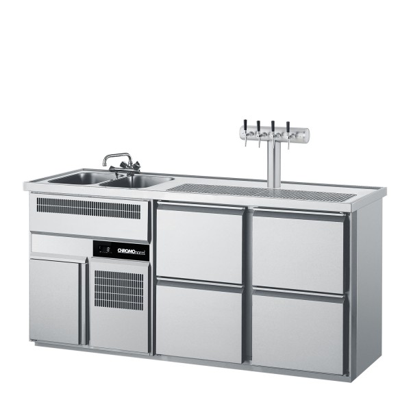 CHROMOnorm BIERTHEKE GN 1/1 - 2 BECKEN LINKS - 4 ZÜGE 1/2