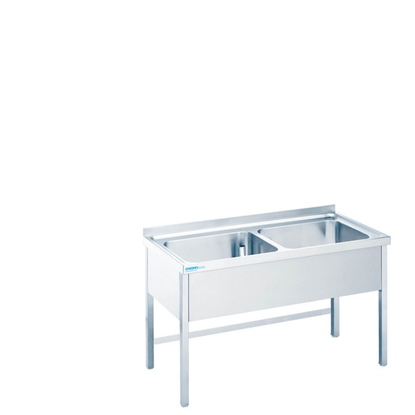 CHROMOnorm Edelstahl Spültisch mit 2 Becken - Tiefe 700 mm - offen