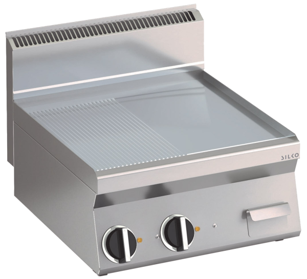 KBS Elektro Grillplatte glatt aus Edelstahl Fläche 596x555mm 2 Heizzonen Tischgerät