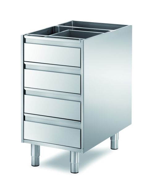 GASTROXTREM Edelstahl-Unterbauelement mit 4 Schubladen