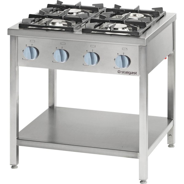 STALGAST Gasherd Serie 700 - G20, 4-Brenner (3,5+5+2x7), 800 x 700 x 850 mm (BxTxH)