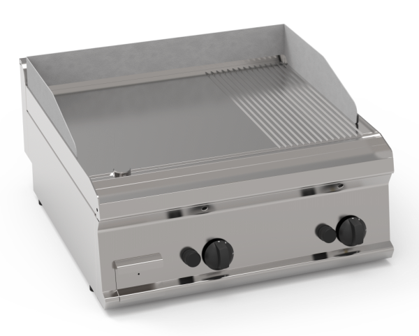 KBS Gas-Grillplatte 2 Heizonen 2/3 glatt + 1/3 gerillt, hartverchromt, Tischgerät