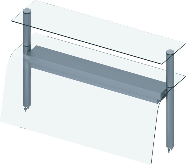 STALGAST Doppel-Glas-Aufsatzbord mit Hustenschutz und Wärmelampe 990x455x700 mm für Speisenausgabesy