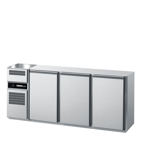 CHROMOnorm BIERTHEKE GN 1/1 - 1 BECKEN LINKS - 3 TÜREN - OHNE ABDECKUNG - STECKERFERTIG