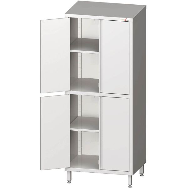GASTROXTREM Edelstahl Hochschrank mit 2 Schrankräumen und Flügeltüren 2000mm Höhe - versch. Ausführu
