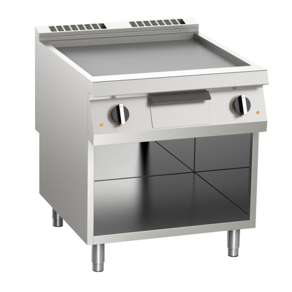 KBS Elektro-Grillplatte glatt aus Edelstahl 22,5 kW 3 Heizzonen offener Unterbau