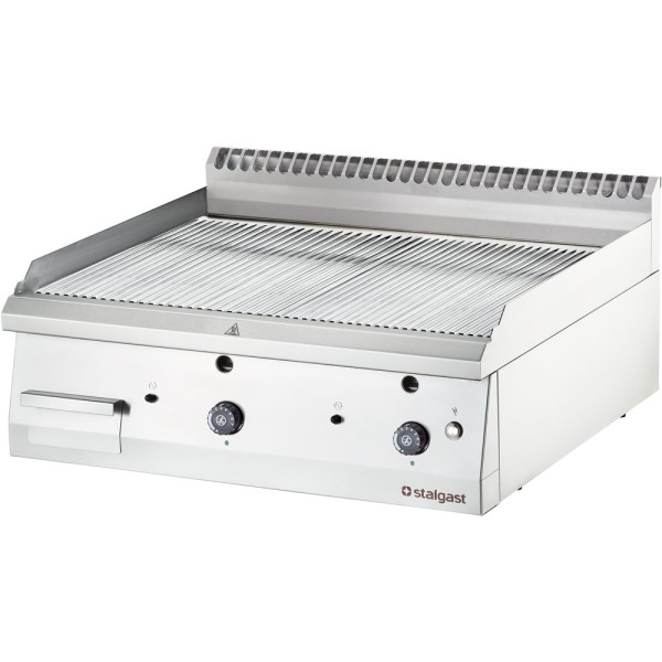 STALGAST verchromte Gas-Griddleplatte als Tischgerät, 800x700 mm, gerillte Grillfläche, Serie 700 ND