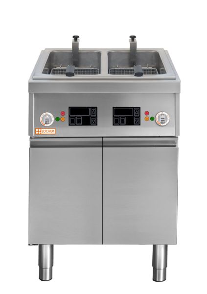 LOCHER 228516 Elektro-Fritteuse, 2 Becken mit - Korbhebeautomatik 2 x 16 Liter