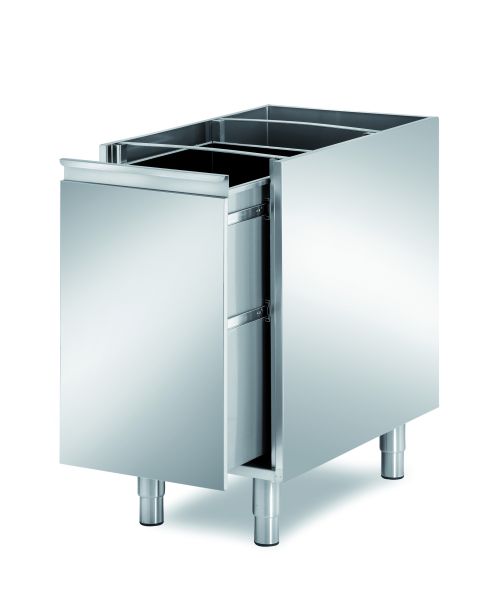 GASTROXTREM Edelstahl-Unterbauelement mit 1 Auszug - Abfallbehälter-Element