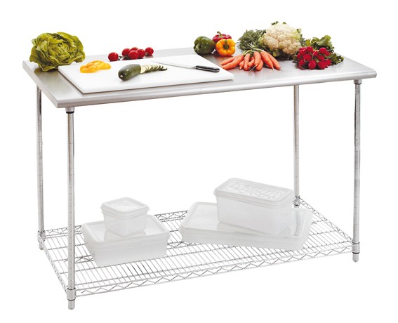 Gastronomie Edelstahl Arbeitstisch 120 x 60 x 90 cm mit Regalboden Eco-Line für Großküchen