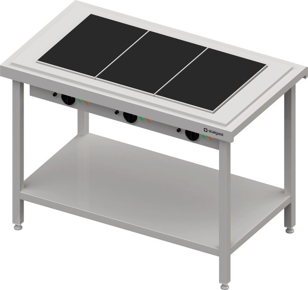 STALGAST Warmausgabe mit einer Glaskeramik-Wärmeplatte 3x GN1/1, 1245x735x880, Edelstahlabdeckung