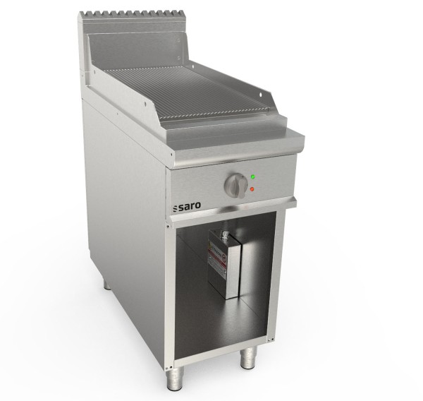 SARO Elektrogriddleplatte 400mm breit Stand gerillt LQ