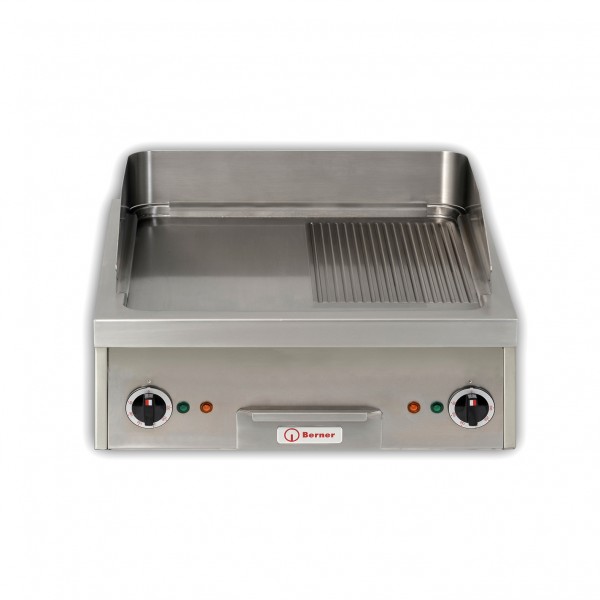 Berner BGAD100H Gastrogrillplatte halb gerillt mit zwei Heizzonen
