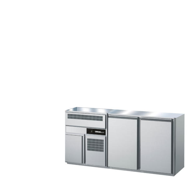 CHROMOnorm BIERTHEKE GN 1/1 - 2 BECKEN LINKS - 2 TÜREN - OHNE ABDECKUNG - ZENTRALKÜHLUNG