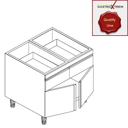 GASTROXTREM Edelstahl-Unterbauelement mit 2 Flügeltüren und 2 Auszügen GN 1/1