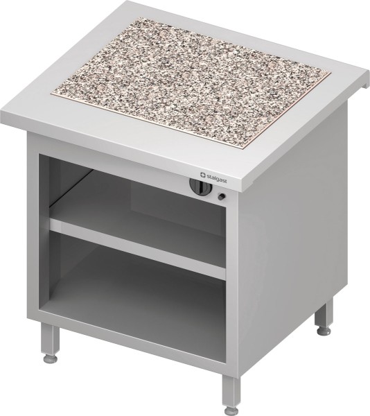 STALGAST Warmausgabe "Free Flow" mit einer Wärmeplatte aus Granit und offenem Unterschrank 1132x735x