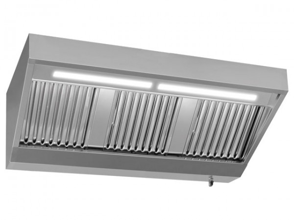 Wandhaube, 2200x1100mm, ohne Motor, mit Beleuchtung 2.400m³/h, 230V