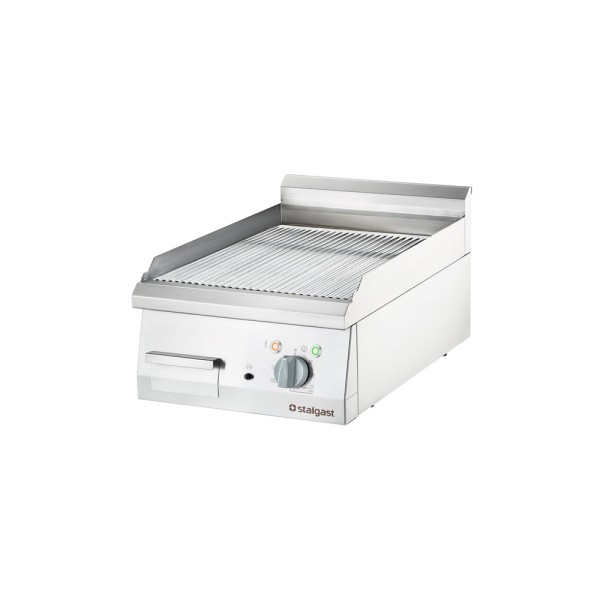 STALGAST verchromte Elektro-Griddleplatte als Tischgerät, 400x700 mm, gerillte Grillfläche, Serie 70