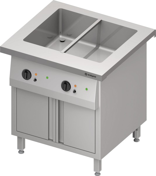 STALGAST Bain-Marie-Station "Free Flow" mit einem Becken 2x GN1/1, Wärmeschrank und Flügeltüren, 799