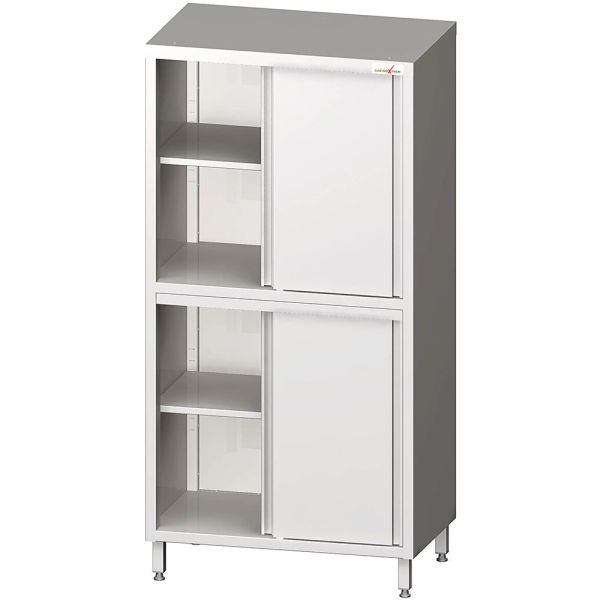 GASTROXTREM Edelstahl Hochschrank mit 2 Schrankräumen und Schiebetüren 2000mm Höhe - versch. Ausführ