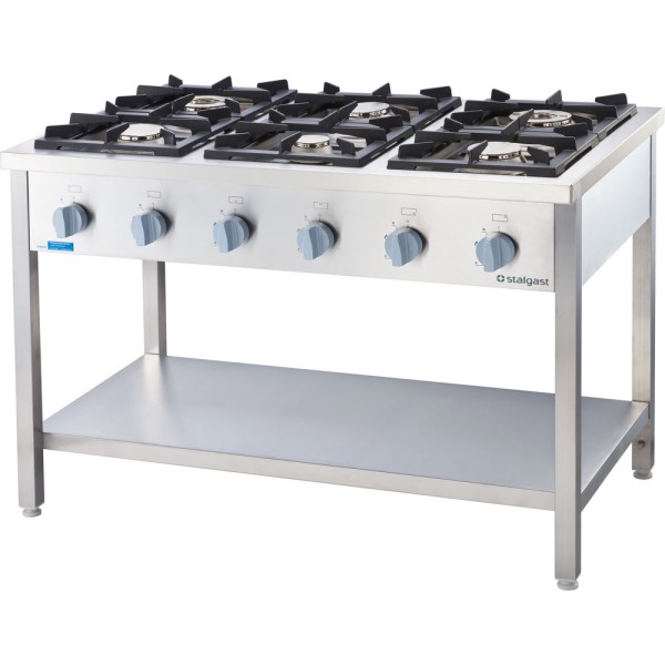 STALGAST Gasherd Serie 900 - G20, 6-Brenner (3,5+2x5+2x7+9), 1300 x 900 x 850 mm (BxTxH)