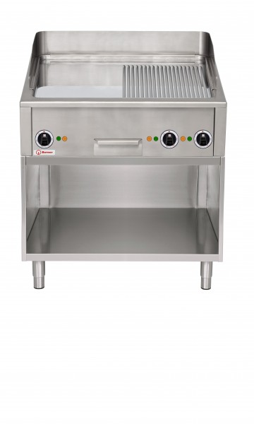 Berner BGDC140H Standgriddleplatte Beef & Burger 1/2 gerillt hartverchromt Elektro