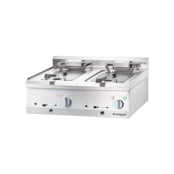 STALGAST Edelstahl Elektro-Fritteuse Tischgerät, 2 x 10 Liter Doppelbecken, Serie 700 ND