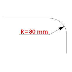 Aufpreis für eine abgerundete Ecke zu Arbeitsplatte 60/70 cm