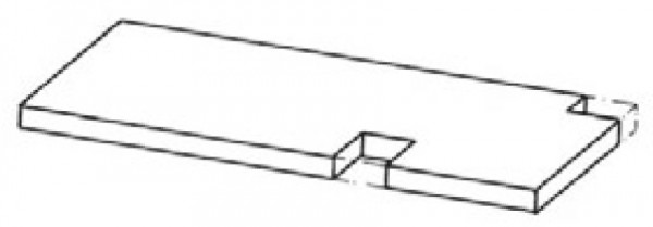 Tischplattenausschnitt hinten mit Schnittkanten