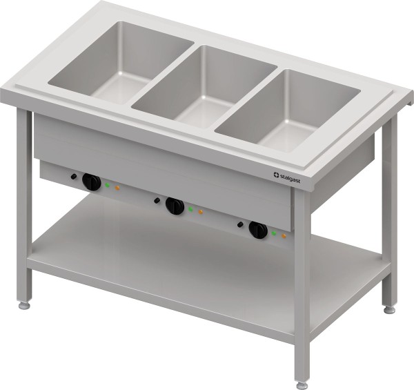 STALGAST Warmausgabe mit Bain-Marie 3x GN1/1 Einzelbecken, 1245x735x880, Granitabdeckung "Standard G