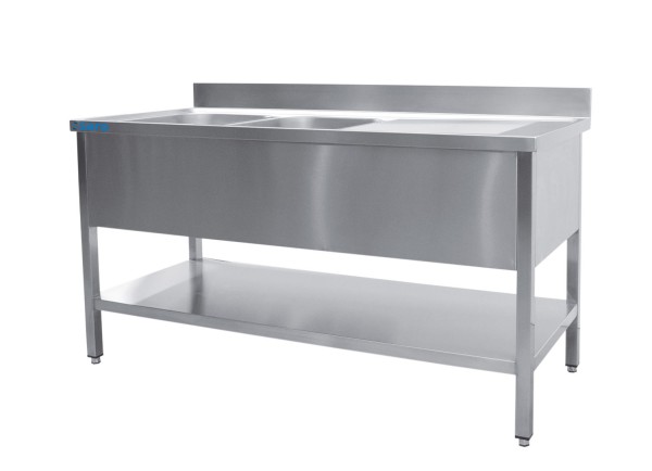 SARO Spültisch 2 Becken 600x500 links - B 2000 x T 700