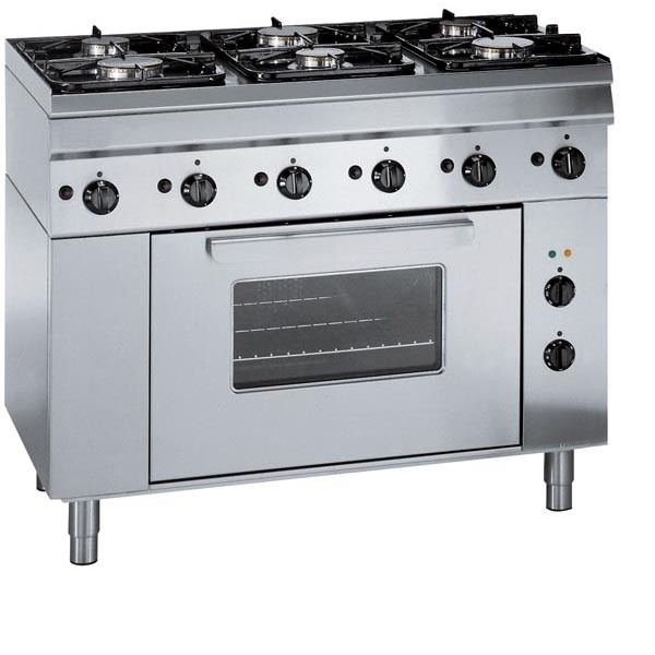 Tecnoinox Gasherd, 6 Brenner, Elektro-Backofen, 19,8kW