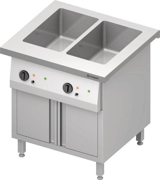STALGAST Bain-Marie-Station "Free Flow" 2x GN1/1-Becken, mit Flügeltüren, 799x735x880 mm Edelstahlab