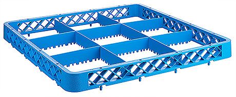 Facheinteilung für Gläserkorb 50 x 50 cm mit Trennung - Gastro Spülkorb-Aufsteckrahmen grau