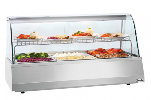 Bartscher Heiße Theke / Warmhaltevitrine 3 x GN 1/1 mit rundem Glasaufsatz für die Gastronomie